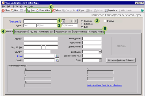 Maintain Employees & Sales Reps
