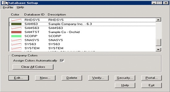 Database setup profile