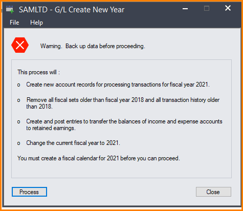 the fiscal year without adding the historical transactions in Sage