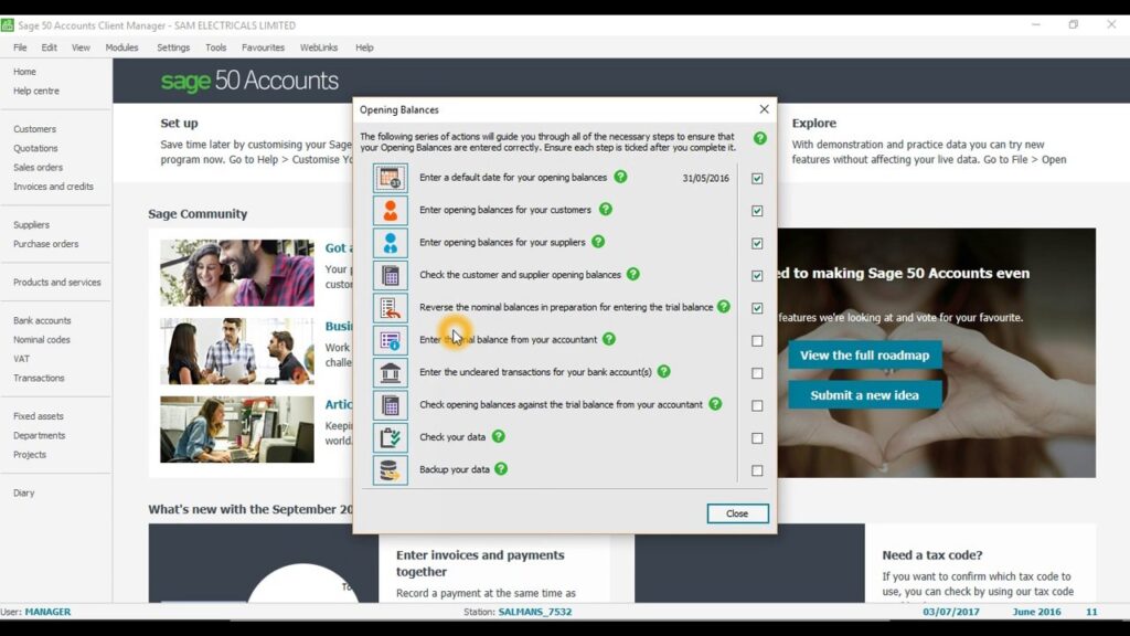 How to enter opening balances in Sage 50