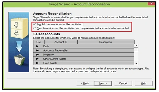 Purge Old Employees in Sage 50 6 Perge Wizard - Account Reconciliation
