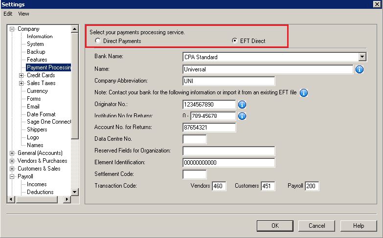 Sage EFT Direct 1