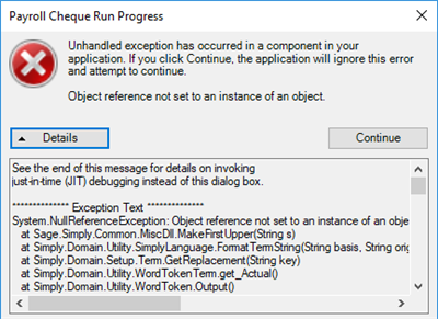 Sage 50 Data Corruption Error