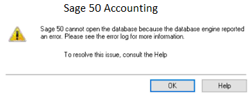 Sage 50 Database Engine Error
