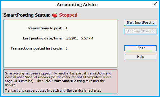 Sage SmartPosting Service Not Starting