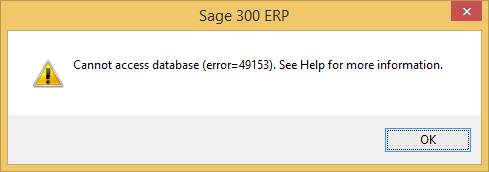 Sage 300 Error 49153