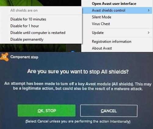 Disable avast antivirus