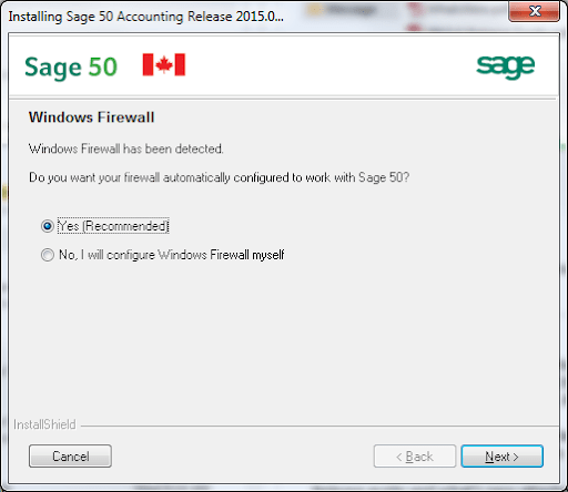 Sage 50 Windows Firewall Setting