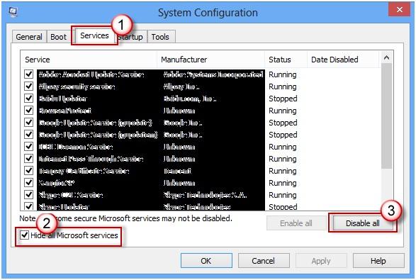 System configuration window screen