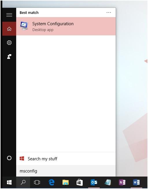 System configuration window