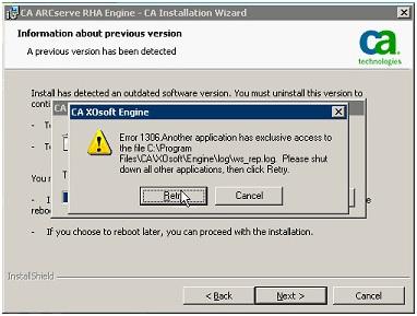 CA Installation wizard window