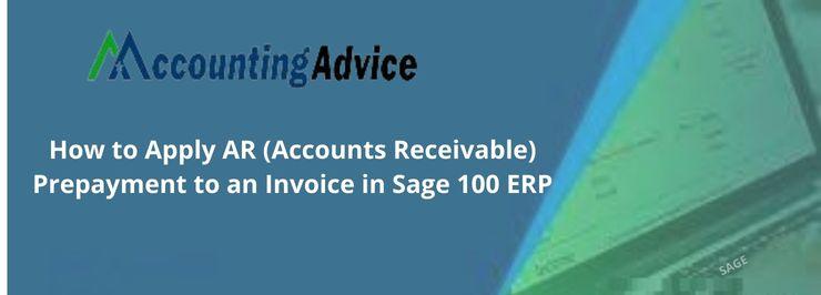 Apply AR (Accounts Receivable) Prepayment to Invoice in Sage 100 ERP