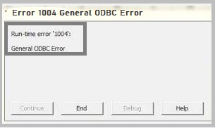 Error 1004 General ODBC Error window