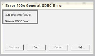  Error 1004 General ODBC Error window