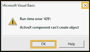 Runtime error code 429 message