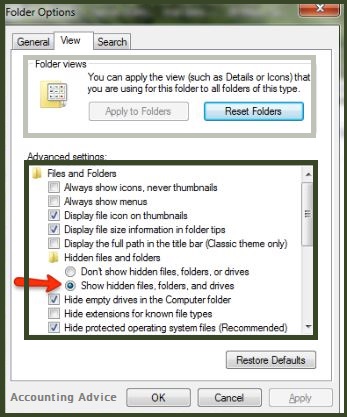 folder option window