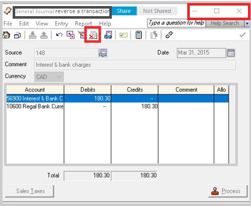 reverse a transaction window