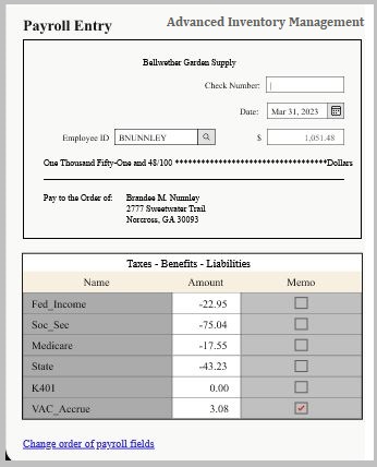 Advanced Inventory Management screen