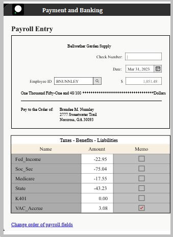 Payment and Banking Screen