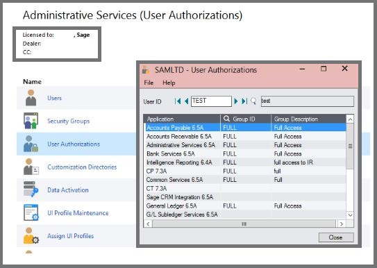 admin Services window