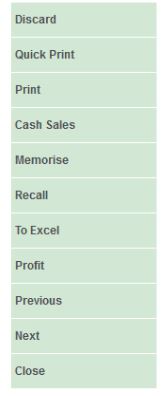 Foot of the Invoice window