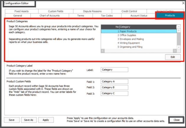 configuration editor window