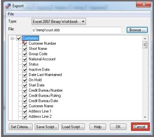 list export window
