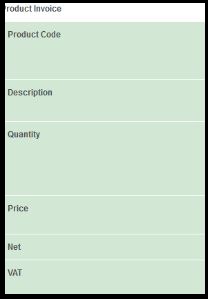 product invoice screen