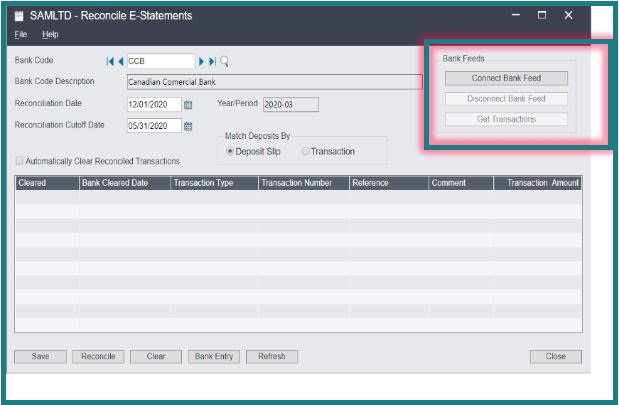 reconcile e statements window