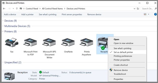 set as default printer