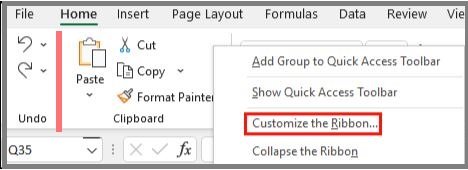 Customize the Ribbon