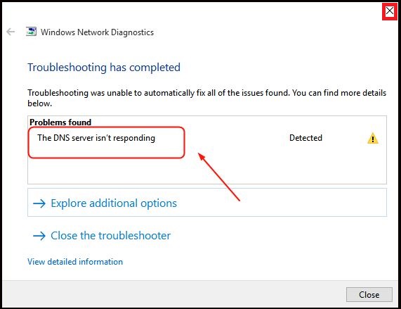 DNS configured Window