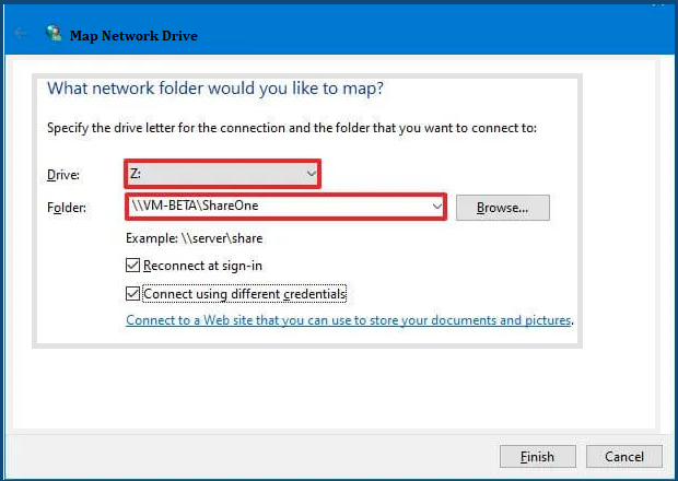 Map Network Drive Window