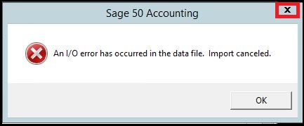 Sage Error I/O Error message