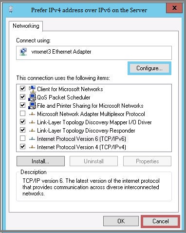 Windows to prefer IPv4 address over IPv6 on the Server