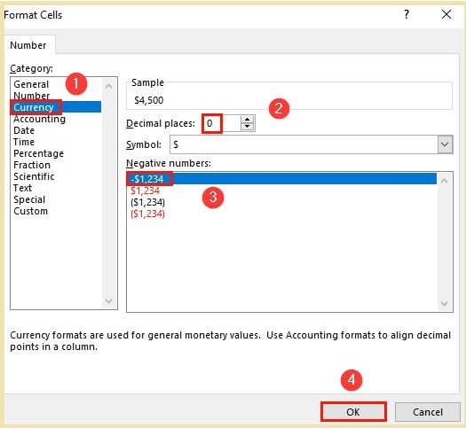 format cells window