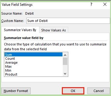 value filed settings window