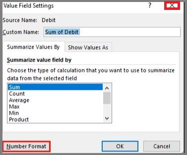value filed settings