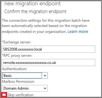 Create a Migration Endpoint window