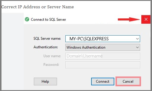 Verify that the Correct IP Address or Server Name