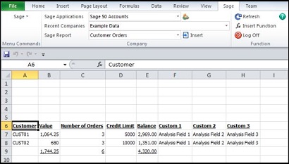 Export Data From Sage 50 to Excel