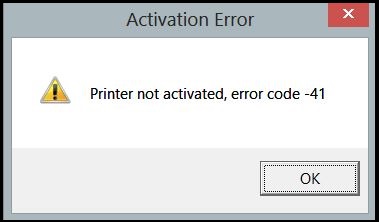 Printer activation error 41