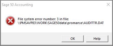 Sage File System Error Number 3