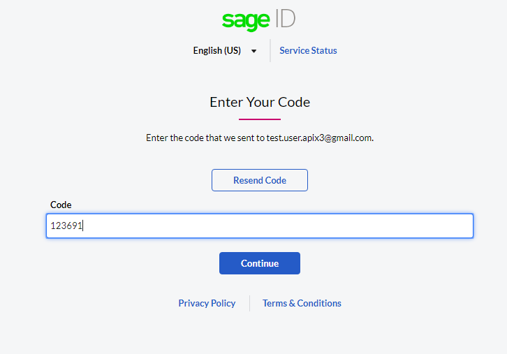 confirmation code