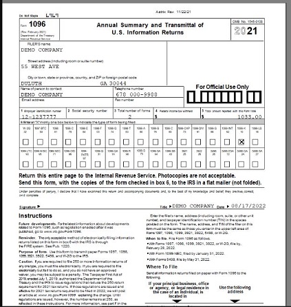 Annual Summary and Transmittal