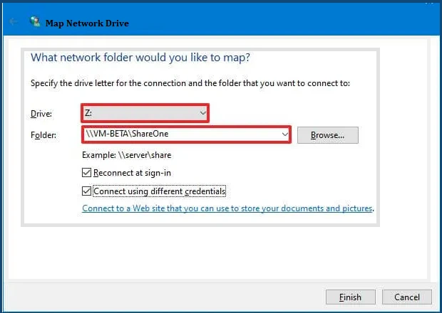 Fix Sage 50 has Stopped Working Error 6 Map-Network-Drive-Window