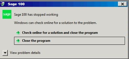 Sage 100 Stopped Working