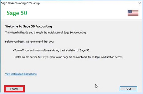 Sage 50 Account Installation setup
