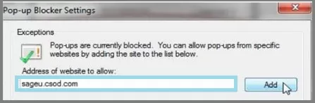 pop-up Blocker settings