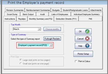 Print the Employer's payment record